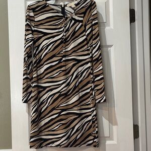 Michael Kors Black and Tan Zebra Print Dress